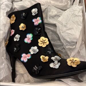 Cape Robbin Black Floral Embellished Heeled Boots